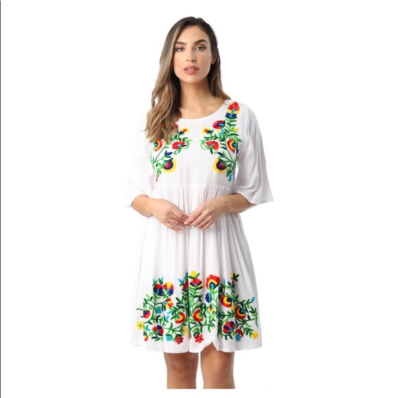 Rivera Sun Rayon Crepe Embroidered Dress - Picture 5 of 10